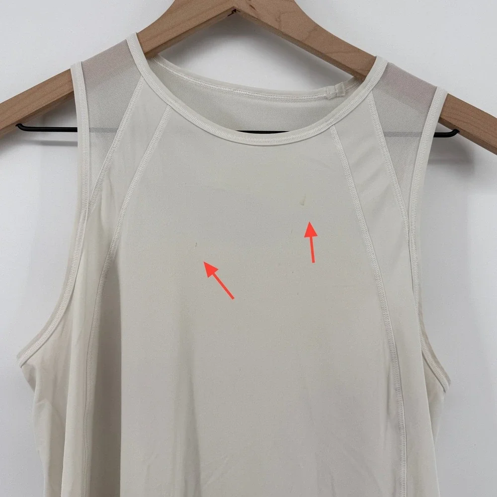 Lululemon Sculpt Tank Top White Women‎ 4 Mesh Lightweight Athleisure W1H81S READ